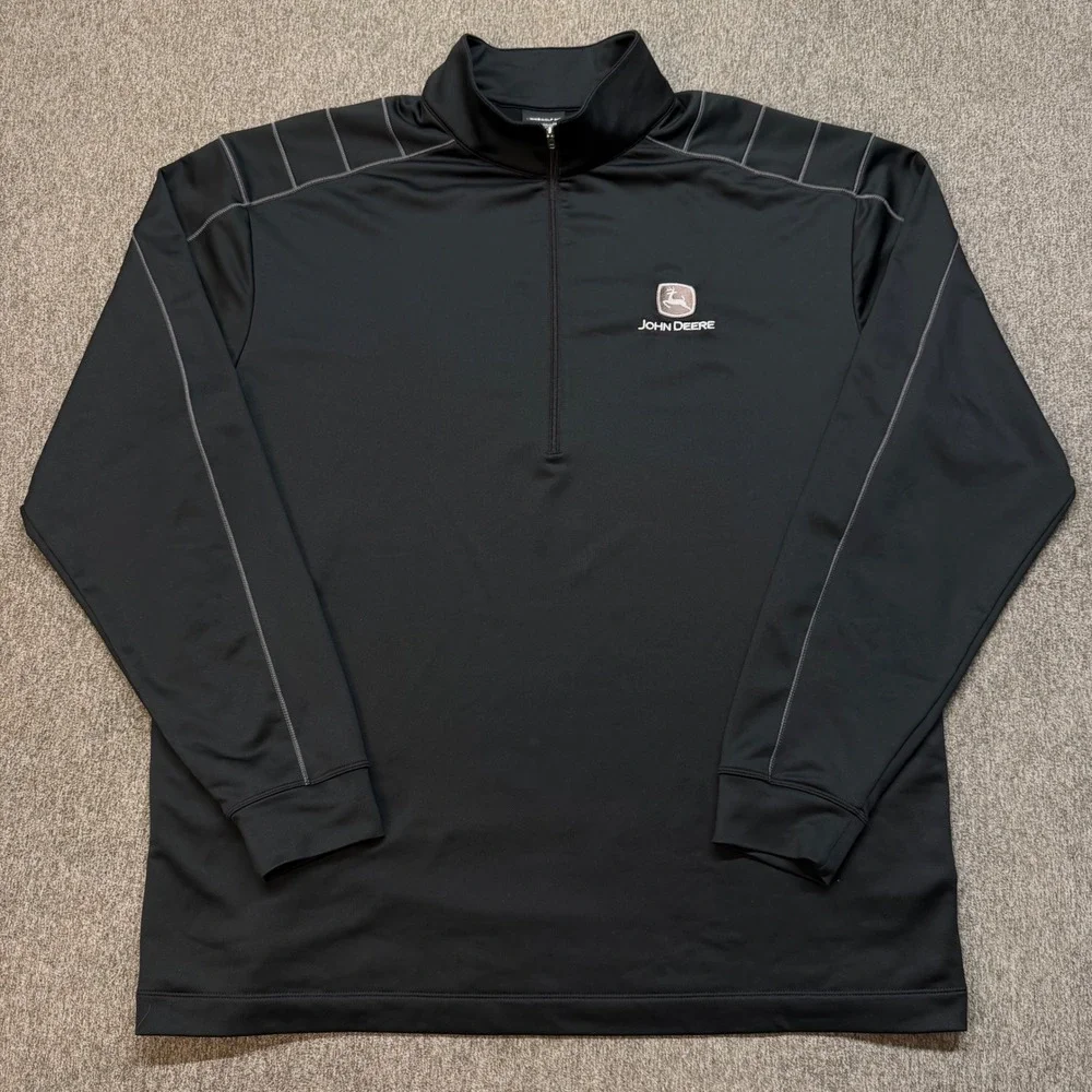 Nike Golf John Deere Dri-FIT 1/4 Zip Pullover Black Mens XXL 354060-010